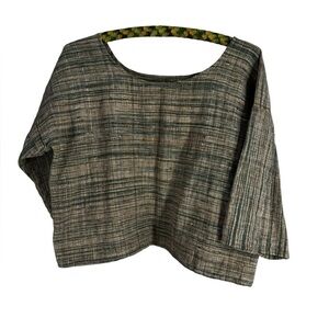 Mira Blackman handwoven shirt medium greens tan